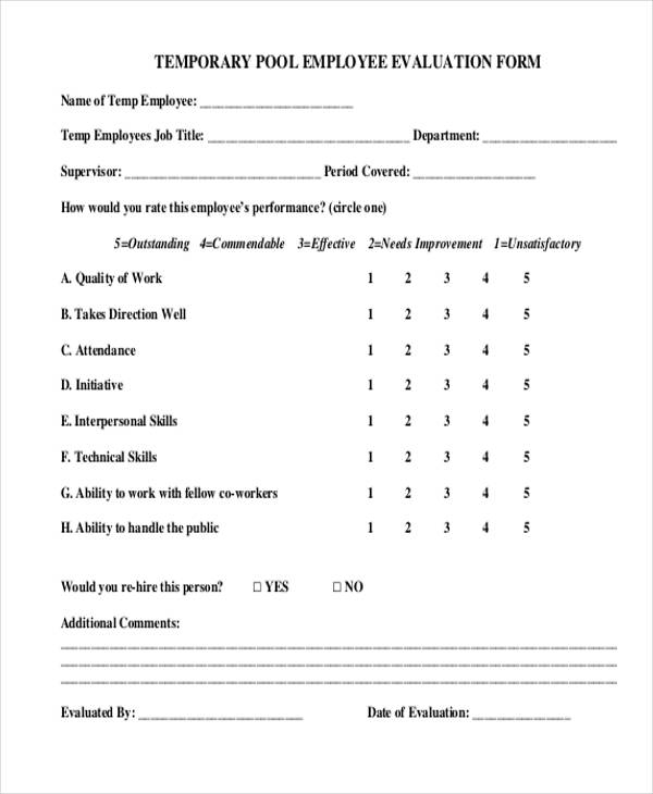 FREE 36 Printable Employee Evaluation Forms In PDF MS Word Excel