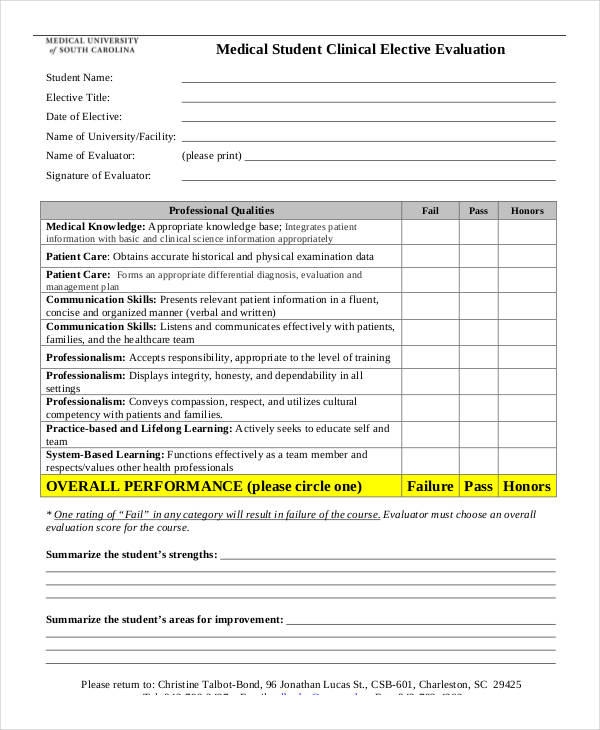 FREE 39 Student Evaluation Forms In PDF Excel MS Word