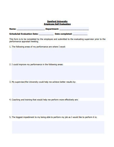 FREE 5 Employee Self Evaluation Form Templates In PDF MS Word Free