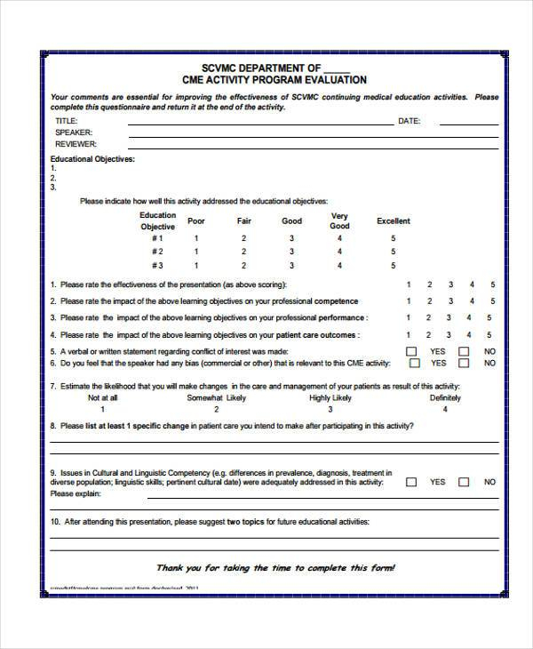 FREE 7 Activity Evaluation Forms In PDF MS Word