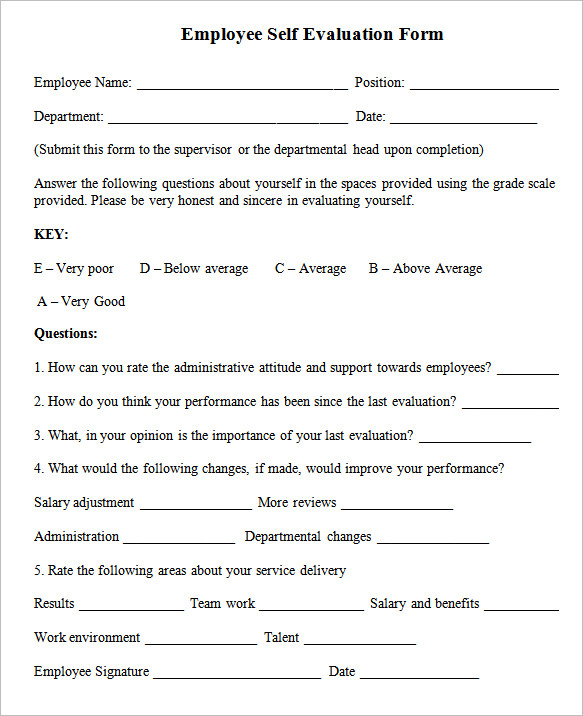 FREE 7 Employee Self Evaluation Forms In PDF