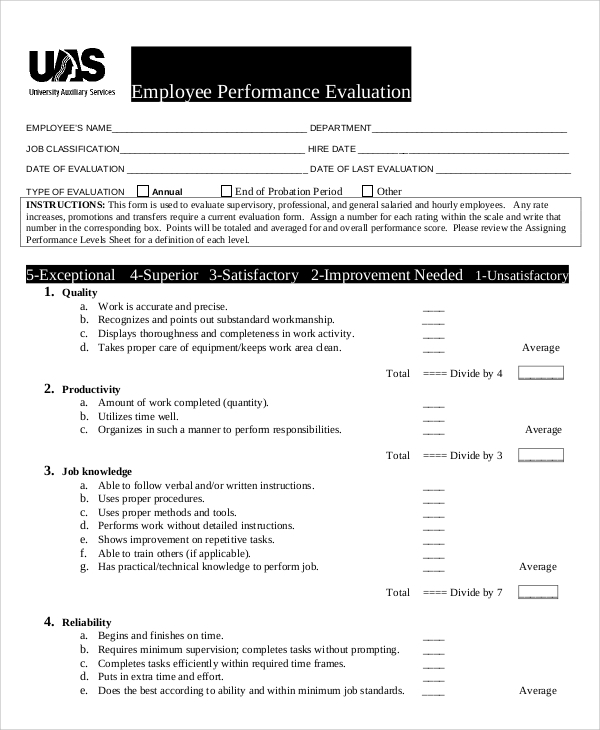 FREE 7 Performance Evaluation Samples And Templates In PDF MS Word