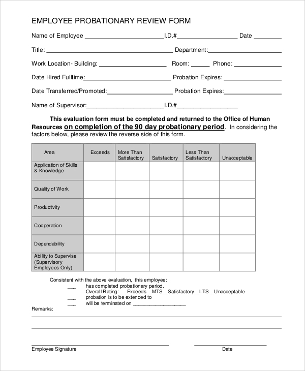 FREE 7 Sample Employee Review Forms In PDF MS Word