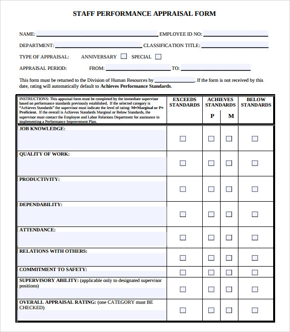 FREE 7 Sample Job Performance Evaluation Forms In PDF MS Word