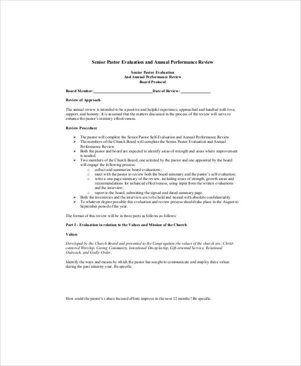 FREE 7 Sample Pastor Evaluation Forms In MS Word PDF FREE 7 Sample Pastor Evaluation Forms In MS Word PDF
