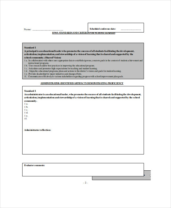 FREE 7 Sample Principal Evaluation Forms In MS Word PDF
