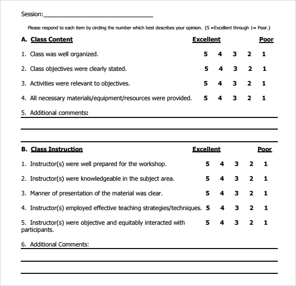 FREE 8 Course Evaluation Forms Samples In PDF