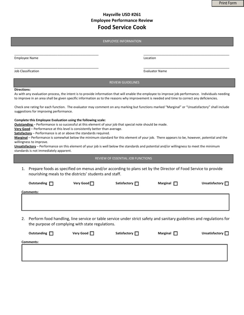 FREE 8 Kitchen Evaluation Forms In PDF MS Word