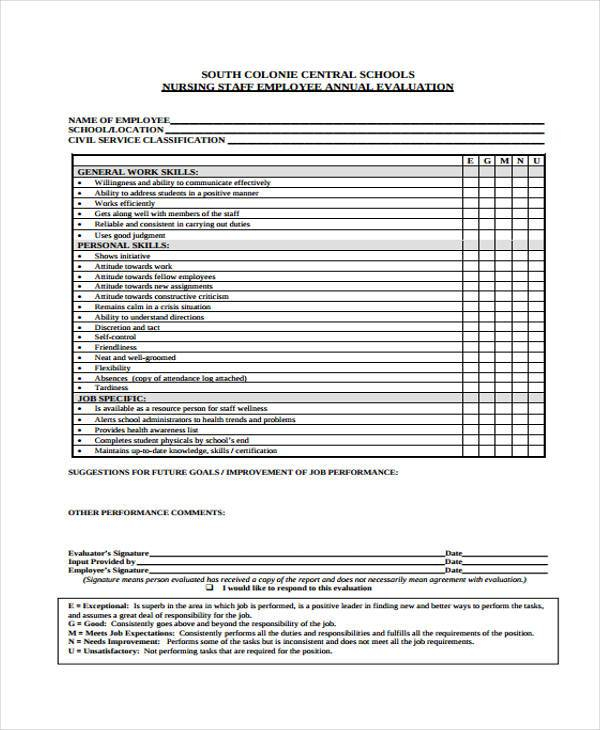 FREE 8 Nurse Evaluation Forms In PDF MS Word