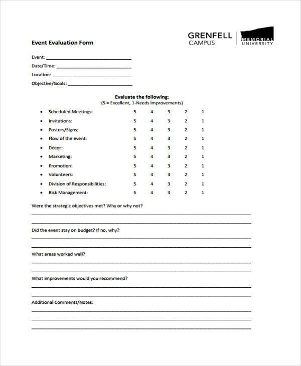 FREE 9 Event Evaluation Forms In PDF MS Word