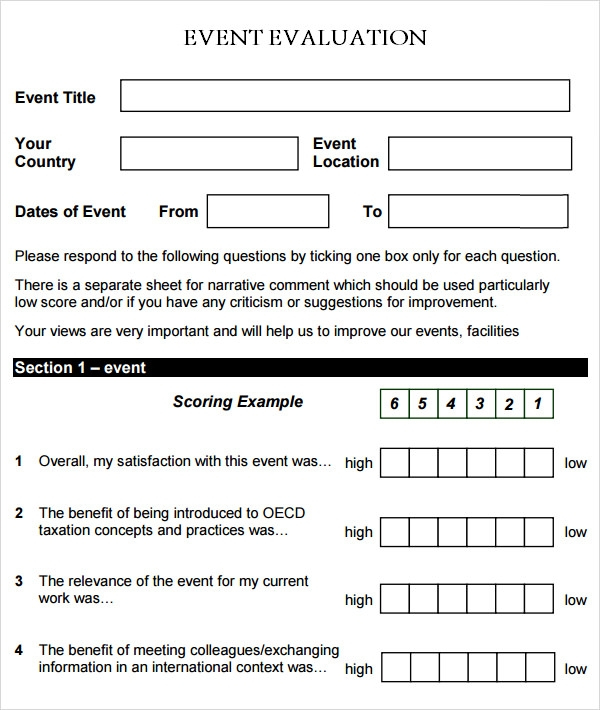 FREE 9 Event Evaluation Samples In PDF MS Word Excel