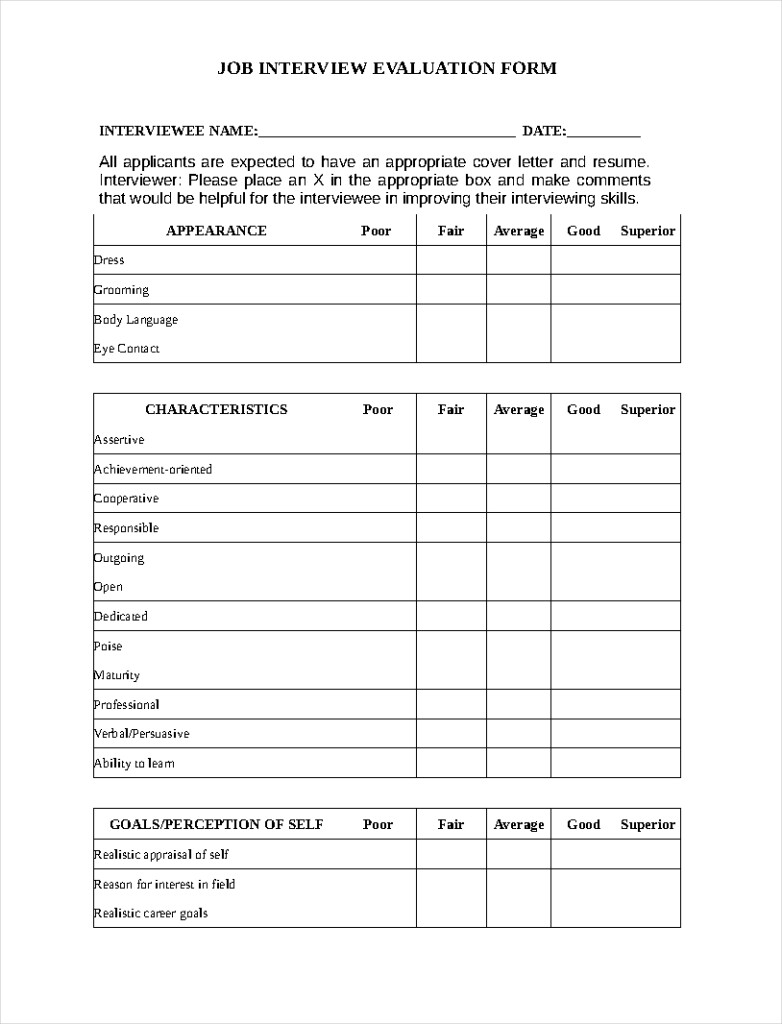 FREE 9 Interview Evaluation Form Examples In PDF Examples