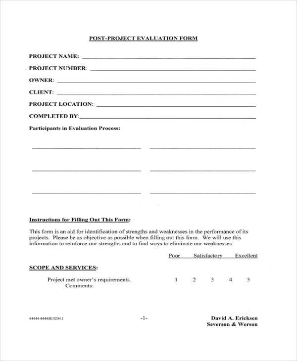 FREE 9 Project Evaluation Forms In PDF Excel