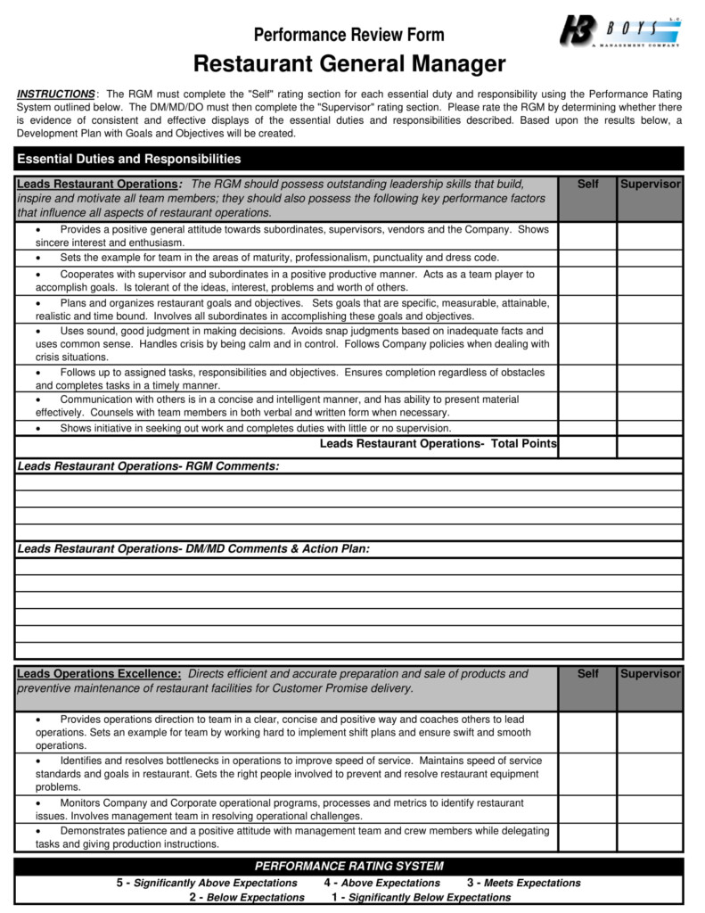 FREE 9 Restaurant Performance Forms In PDF MS Word
