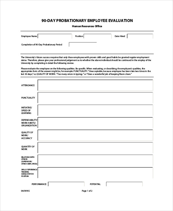 FREE 9 Sample Employee Evaluation Forms In PDF