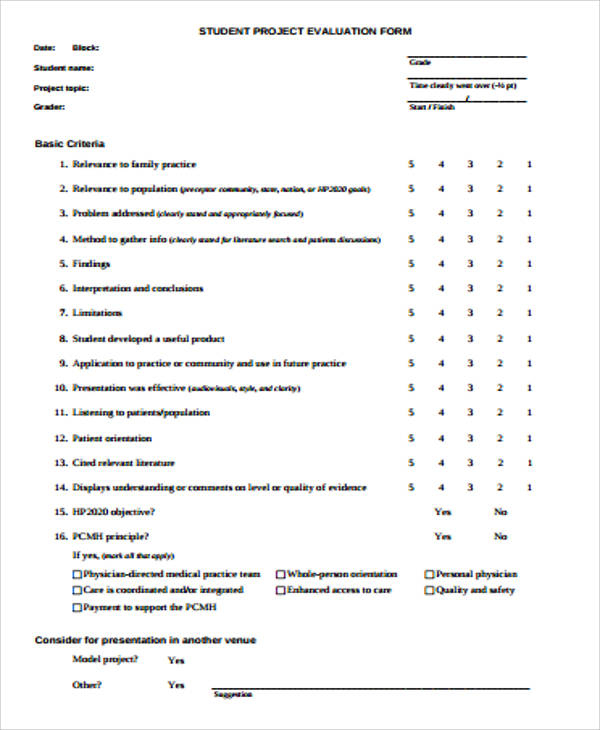 FREE 9 Sample Project Evaluation Forms In MS Word PDF