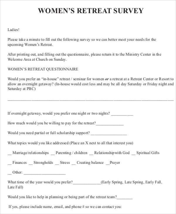 Retreat Evaluation Form Customize Sample EvaluationForm