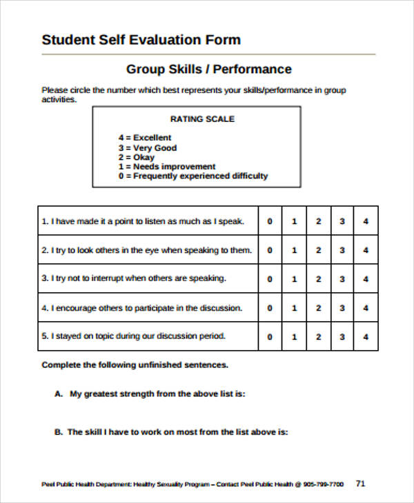 FREE 9 Sample Student Evaluation Forms In MS Word PDF