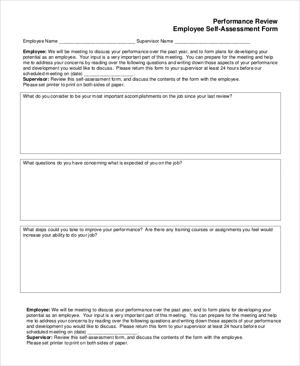 FREE 9 Self Assessment Samples In PDF MS Word Excel