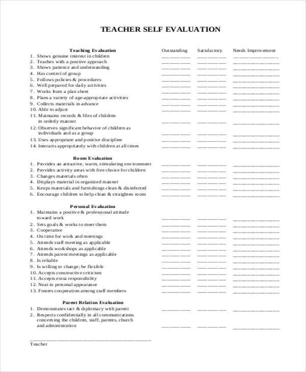 FREE 9 Self Evaluation Sample Form Samples In PDF MS Word