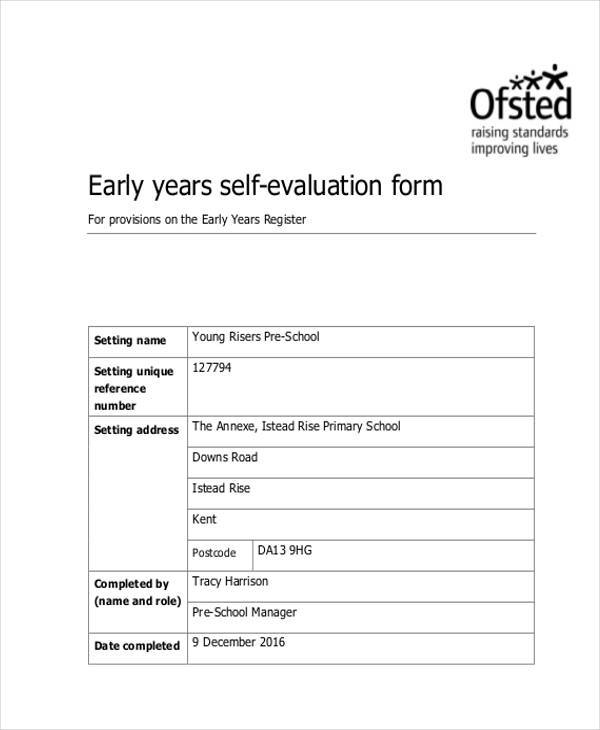 FREE 9 Self Evaluation Sample Form Samples In PDF MS Word