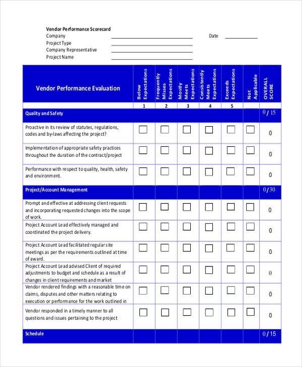 FREE 9 Vendor Evaluation Forms In PDF MS Word