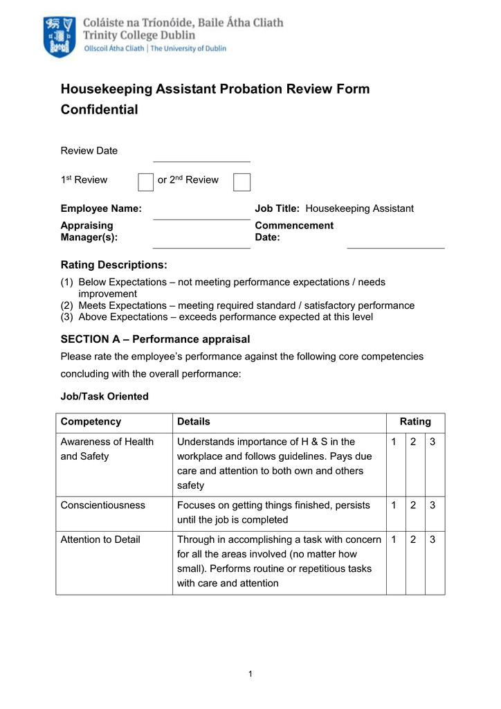 Housekeeping Review Form doc 191 Kb