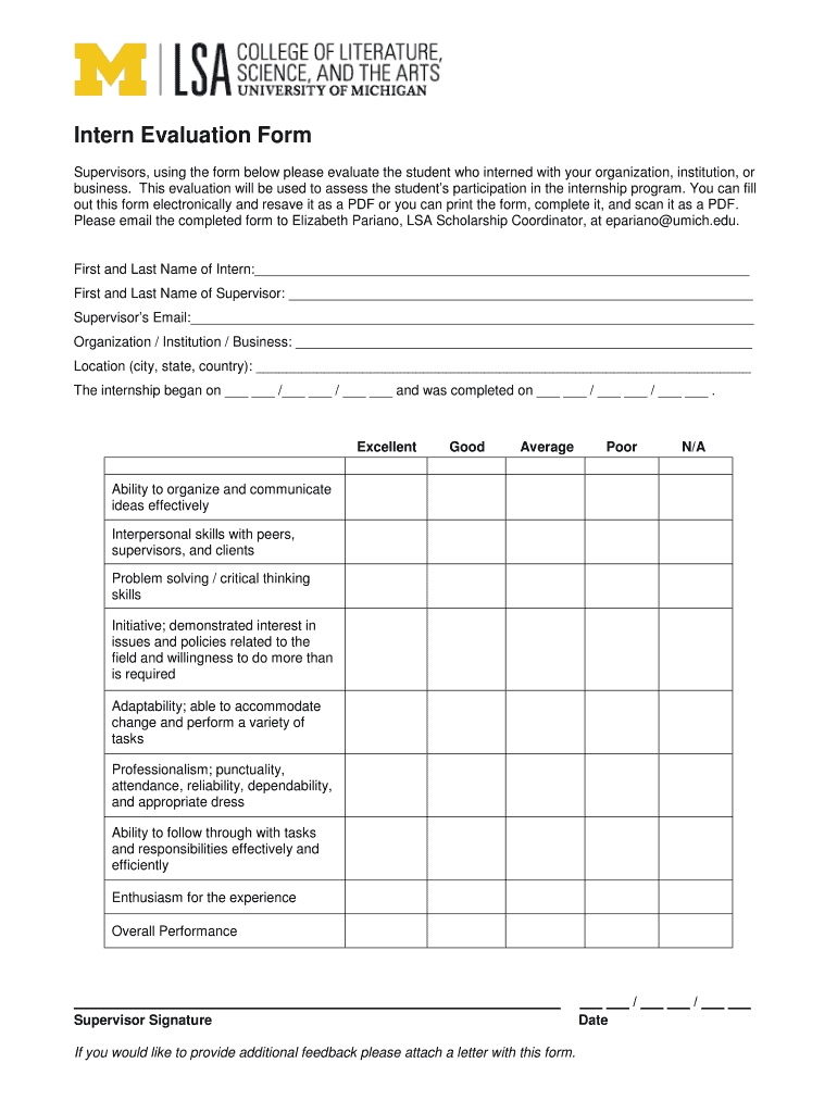 Intern Evaluation Form Fill Out And Sign Printable PDF Template SignNow