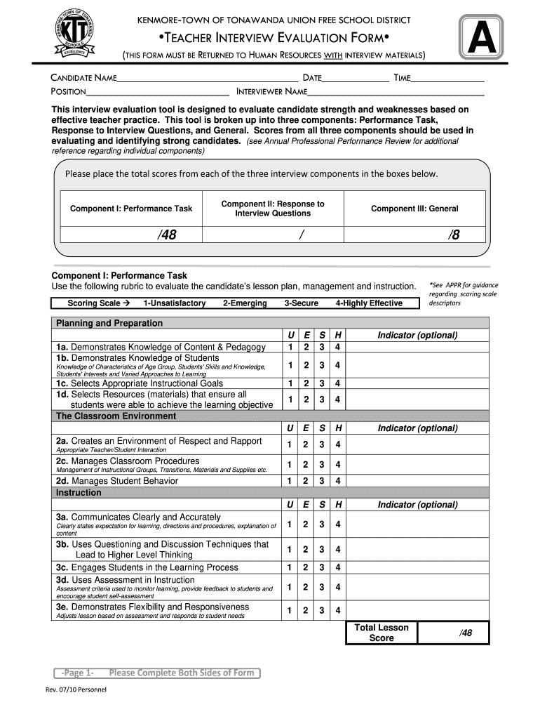 Interview Evaluation Form Fill Online Printable Fillable Blank 