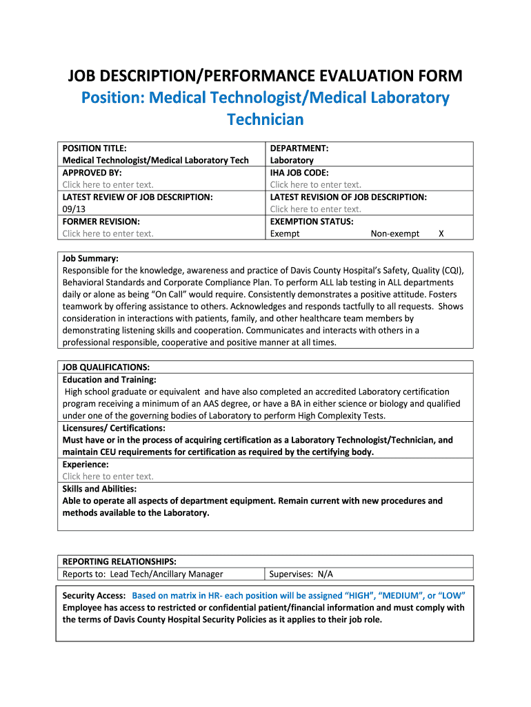 Lab Technician Performance Evaluation 2020 Fill And Sign Printable