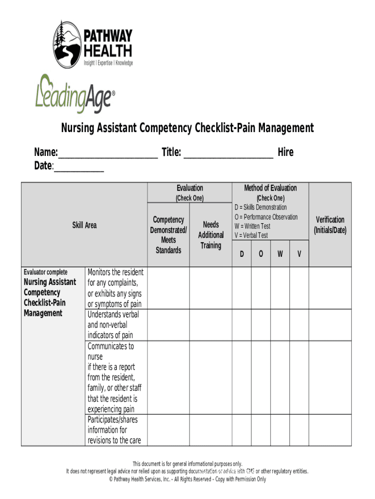 PDF Nursing Assistant Clinical Skills Checklist And Competency