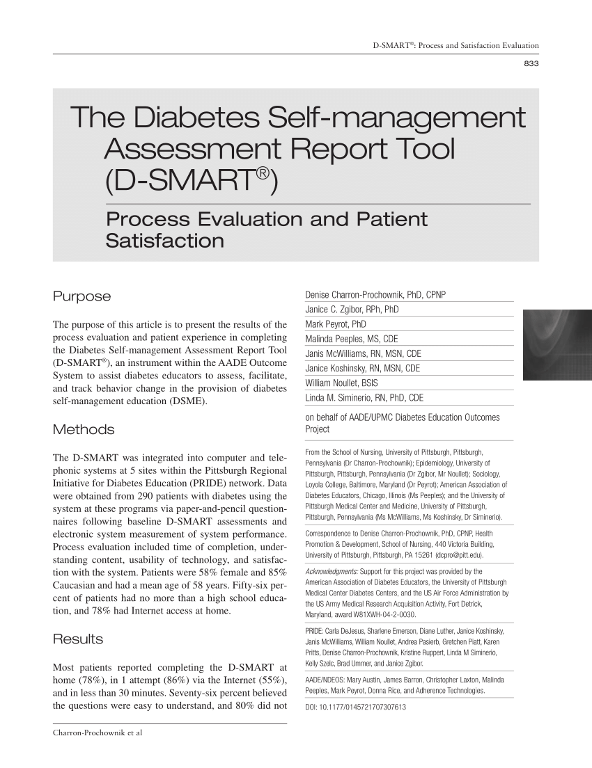 PDF The Diabetes Self management Assessment Report Tool D SMART