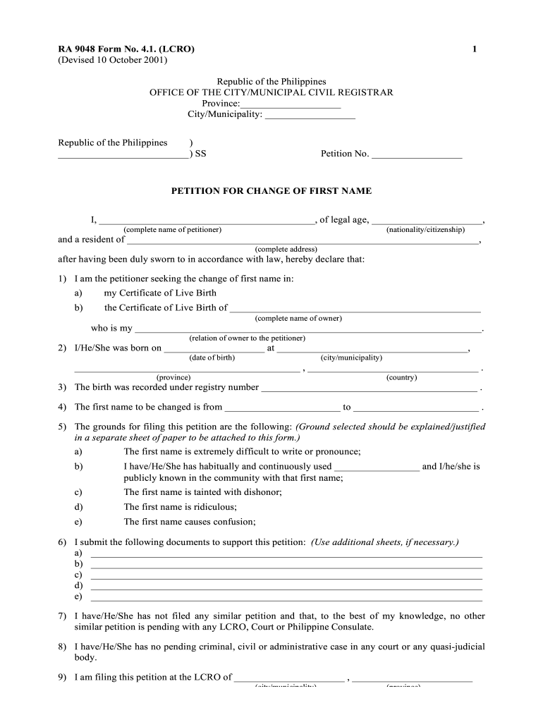 PH RA 9048 Form No 4 1 Fill And Sign Printable Template Online US