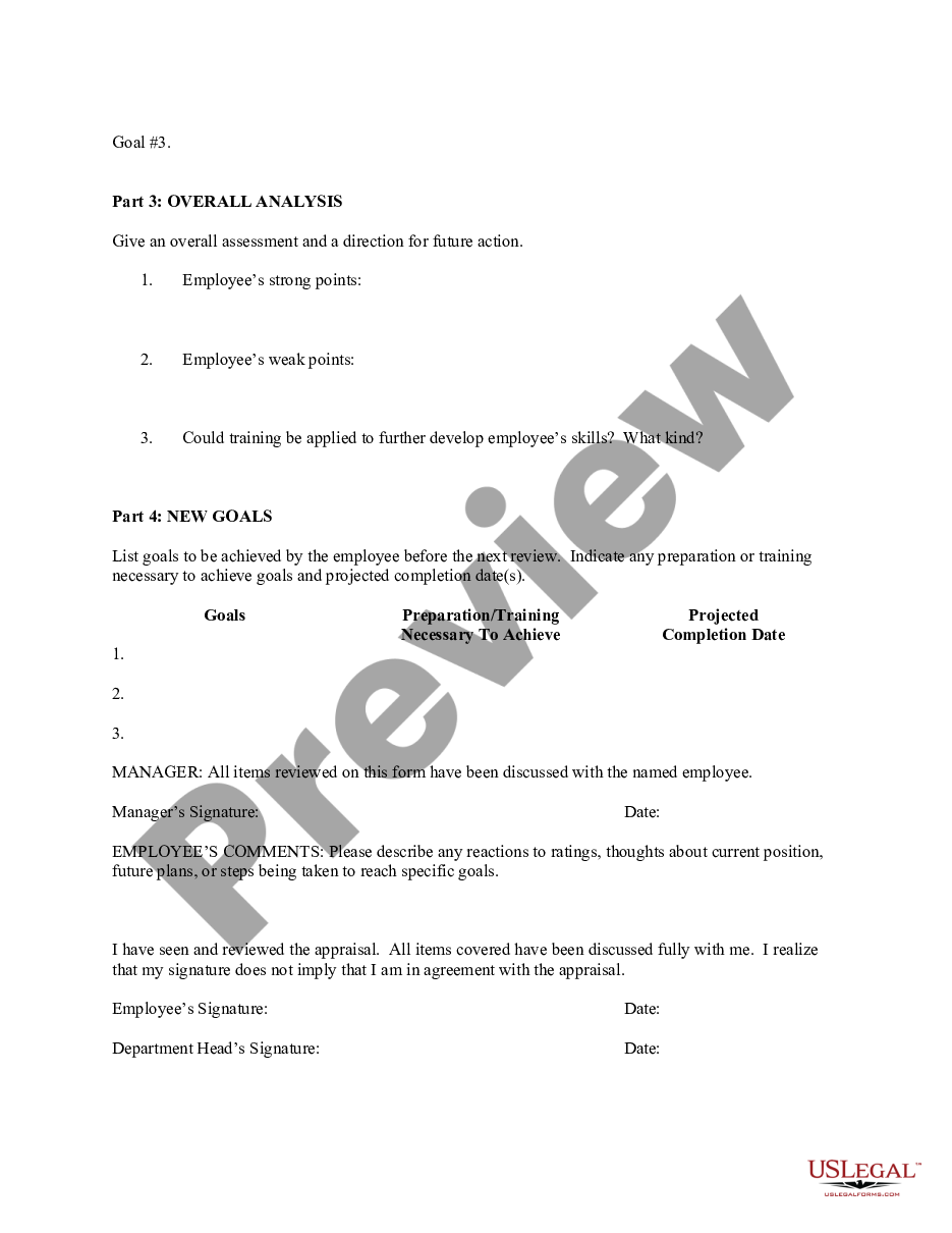 San Diego California Employee Evaluation Form For Plumber US Legal Forms