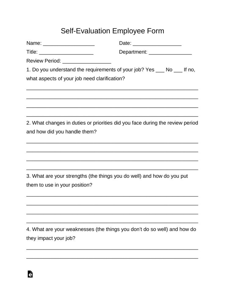 Self Evaluation Employee Form Eforms Free Fillable Forms Pertaining 