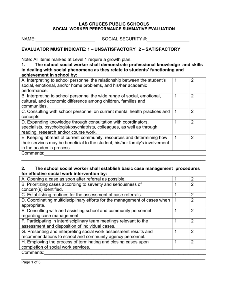 Employee Evaluation Form For Social Workers EvaluationForm Net