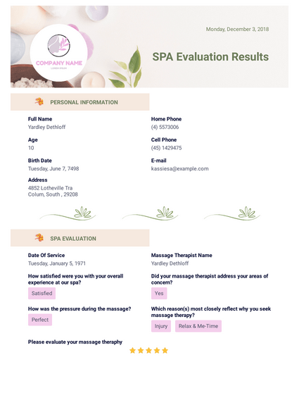 SPA Evaluation Template PDF Templates Jotform