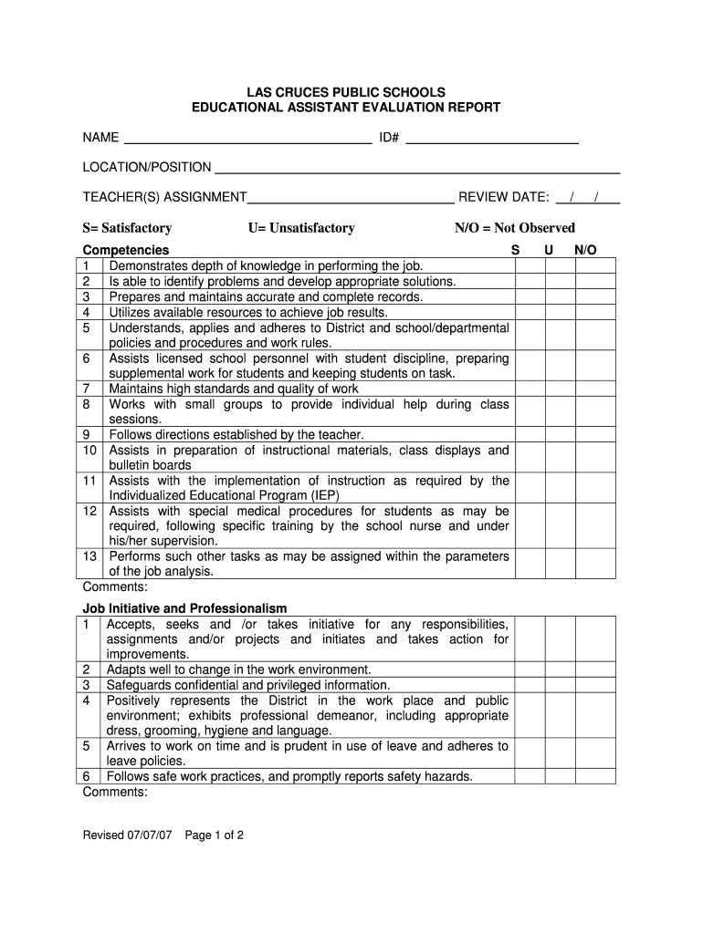 Teacher Performance Evaluation Checklist Doc Fill Online Printable 
