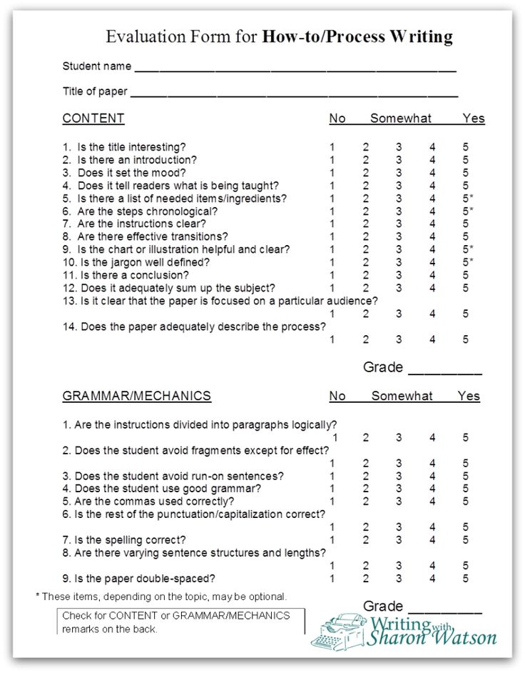 Use This Evaluation Form For Your Student s How to Essay Evaluation